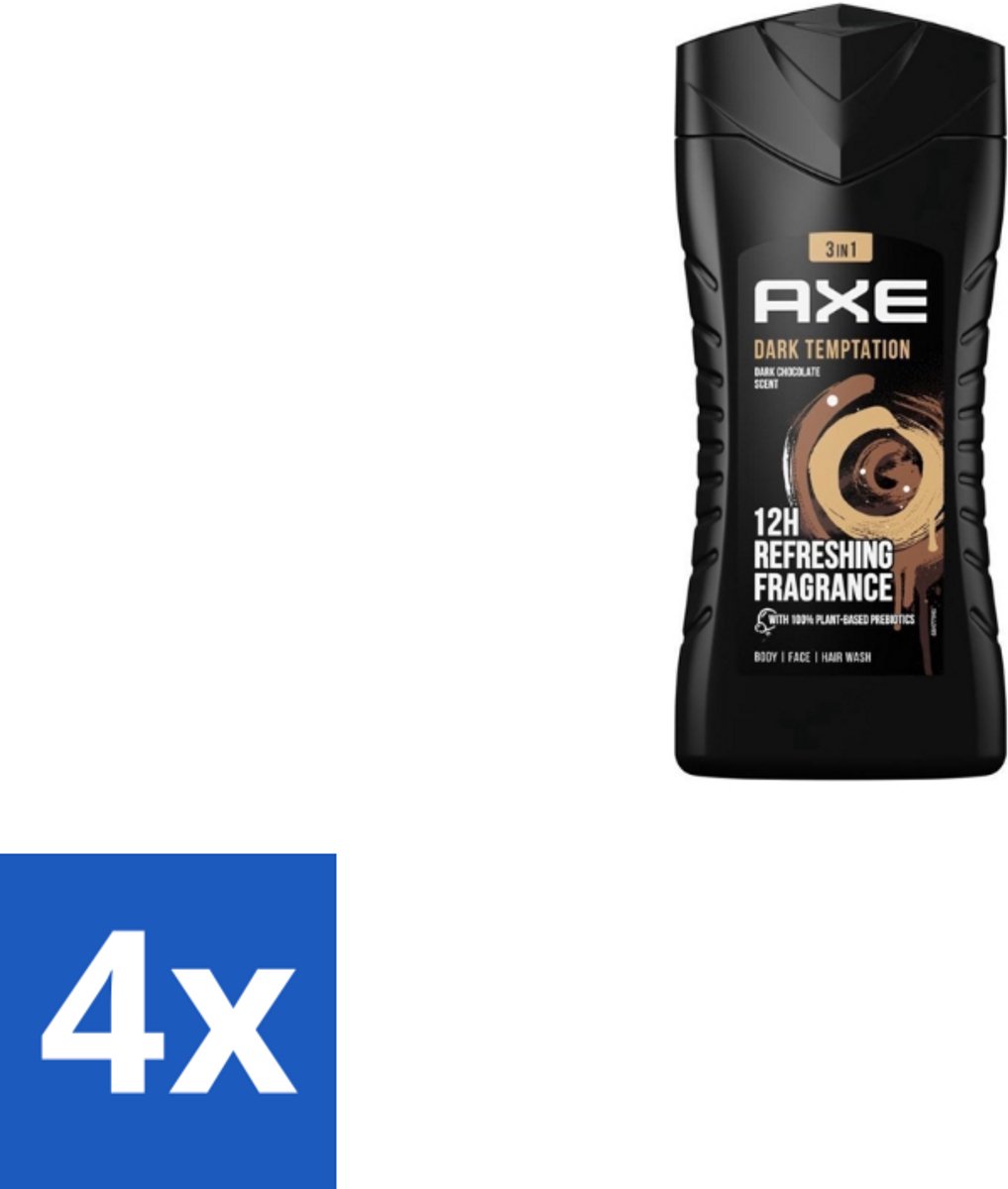 4 x Axe – Douchegel – Dark Temptation – 250 ml - Douchegel - Douchegel Mannen - Douchegel Met Geur - Douchegel Dark Temptation - Douchegel Voor Mannen