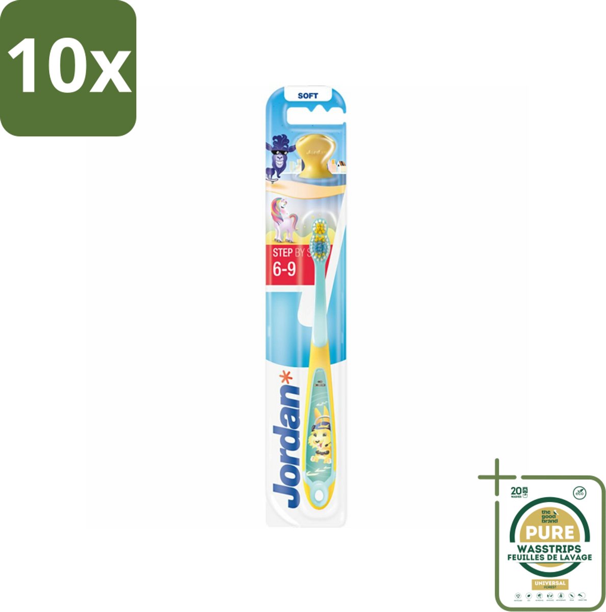 10 x Jordan Tandenborstel Step 3 (6-9 jaar) - Grootverpakking - Baby Tandenborstel - Kindertandenborstel - Tandenborstel 0-2 Jaar - Tandenborstel 6-9 Jaar - Tandenborstel Voor Kinderen