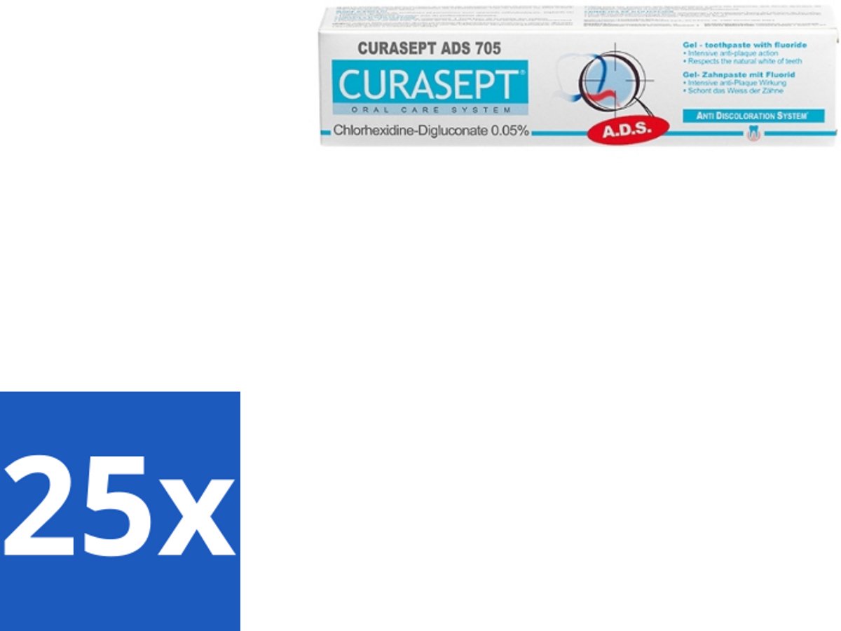 25 x Curasept Gel-Tandpasta 0,05% CHX 75 ml - Tandpasta - Antibacteriële Tandpasta - Chloorhexidine - Tandvleesbescherming - Plaquevoorkomend