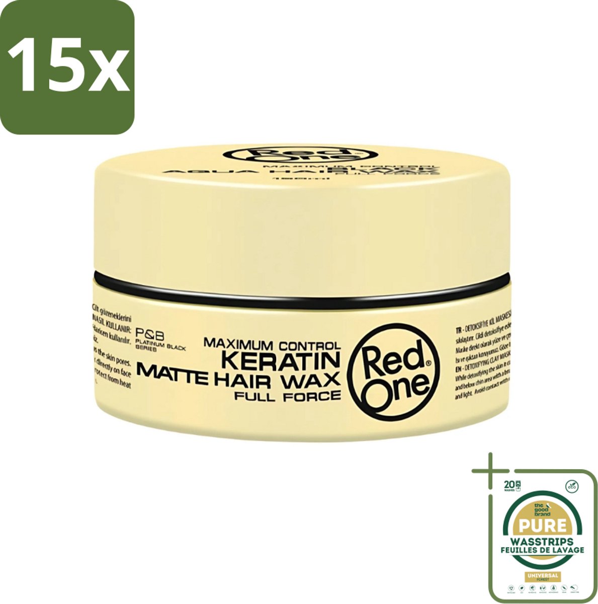 15 x Red One - Haarwax - Keratin Matte - Versterkende Styling - Voor Sterke Hold & Matte Look - 150 ml - Grootverpakking - Haarwax - Keratine - Matte Finish - Stylen - Haarversterking