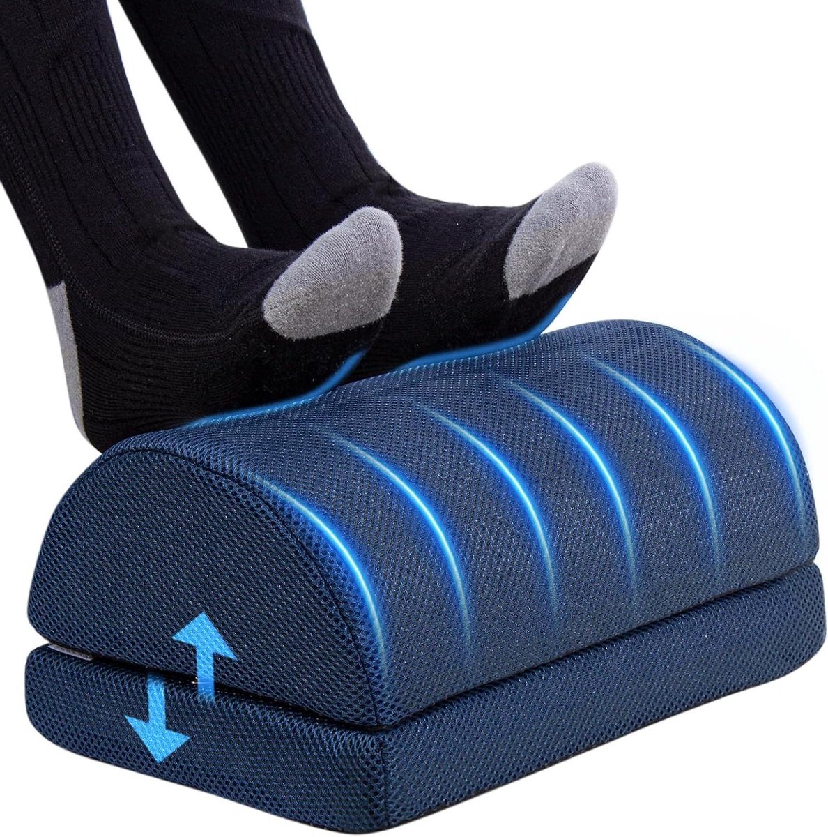 Bureauvoetsteun - Ergonomische steun - Comfortabel Zitten - Traagschuim & Hoogte Verstelbaar - 28 x 16 x 16 cm - Grijs