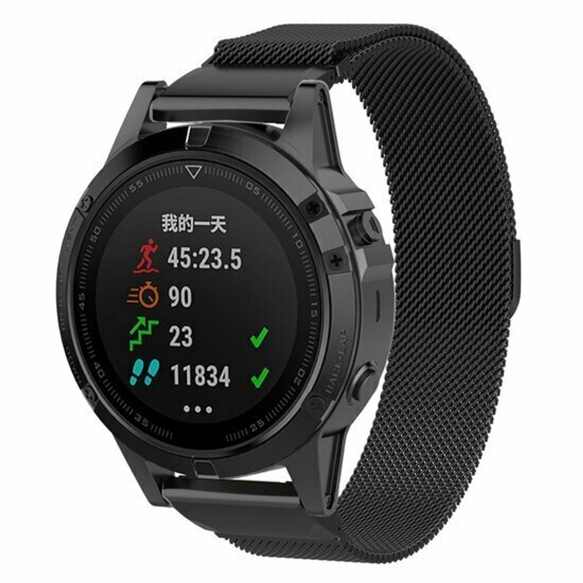 By Qubix - Geschikt voor Garmin bandje - 20mm Quickfit - Milanese bandje - Zwart - Geschikt voor Garmin Fenix 9 / 9 pro - 43mm