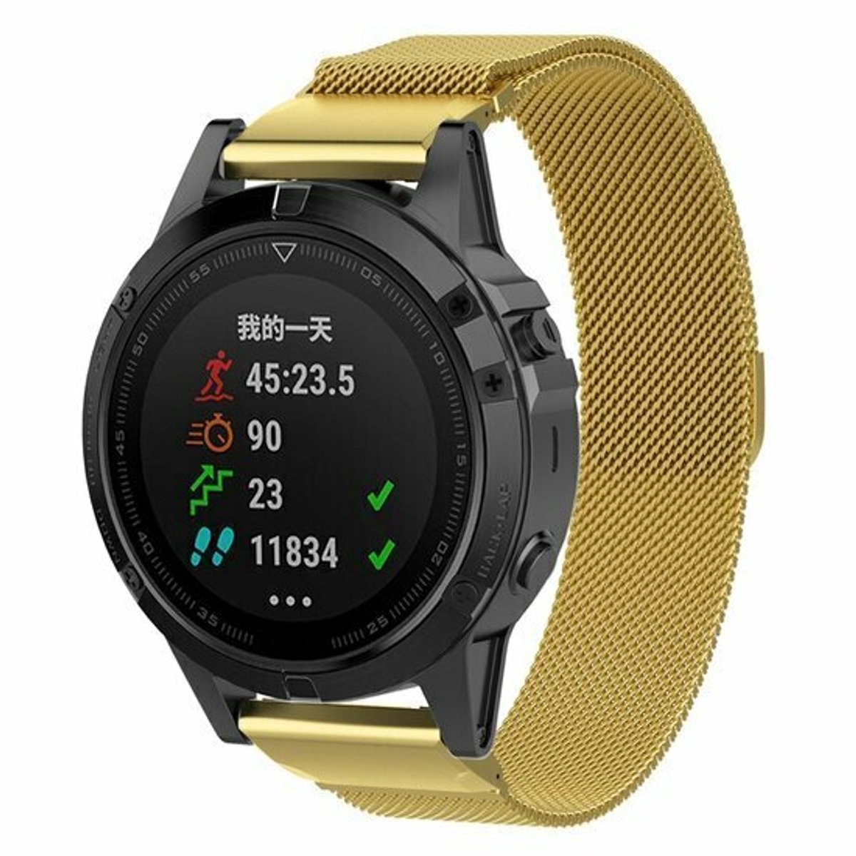 By Qubix - Geschikt voor Garmin bandje - 22mm Quickfit - Milanese bandje - Goud - Geschikt voor Garmin Fenix 9 / 9 pro - 47mm