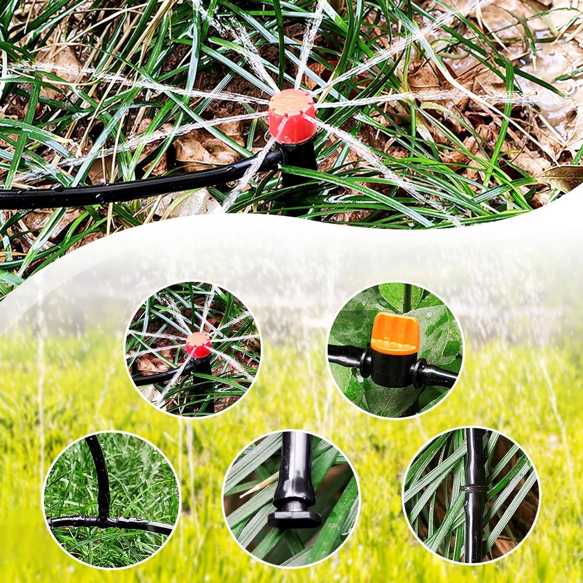 33-delige Irrigatiesysteem Kit met 5m Slang, DIY Druppelirrigatie voor Tuin, Patio en Landschap met Connectoren en Pluggen