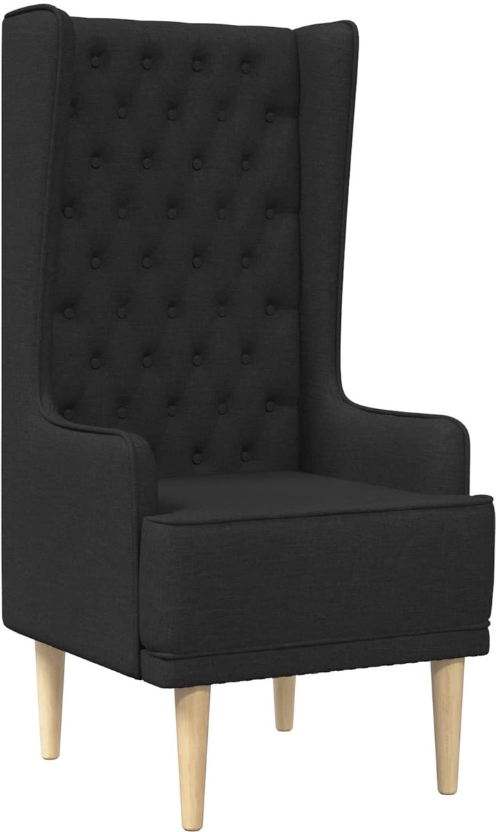 vidaXL Gecapitonneerde - stoel - met - hoge - rugleuning - Zwart - Stof