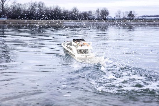 Op afstand bestuurbare boot - Speedboot RC - Waterpret beleven - Twee krachtige motoren - 74 cm lang - Wit — afbeelding 3