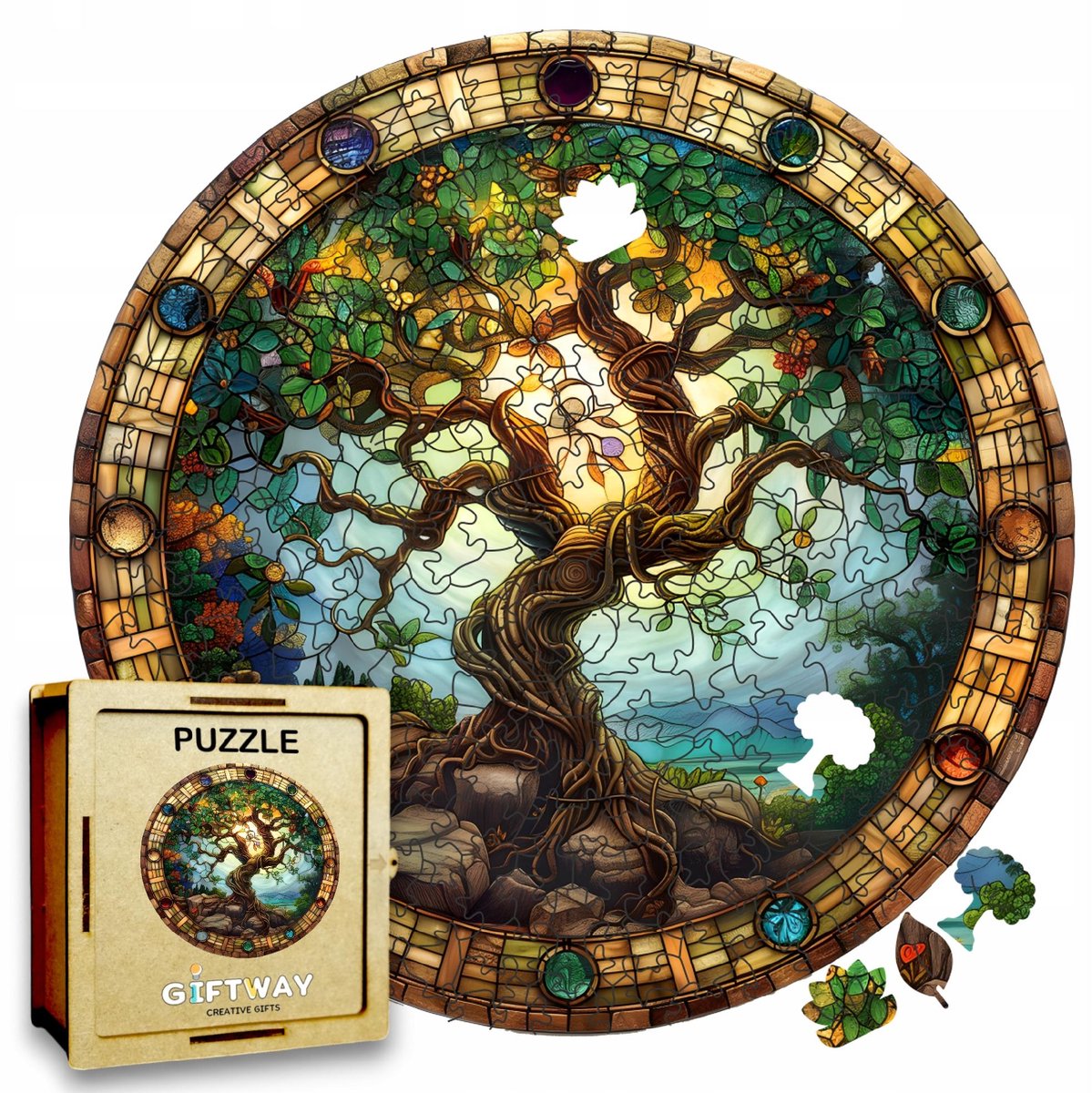 Houten Levensboompuzzel 215 stukjes - Premiumkwaliteit