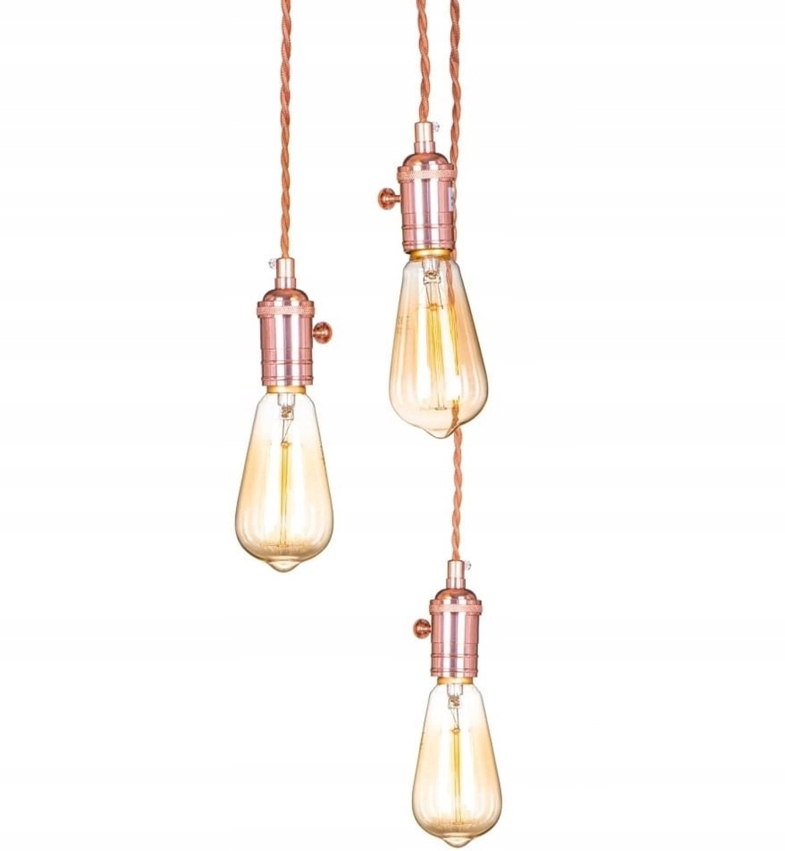 Moderne Plafondlamp met 3 Verstelbare Ophangingen in Roségoud