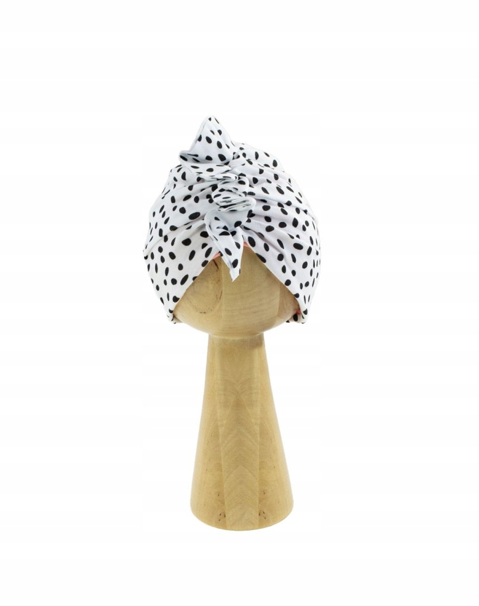 Nicol Turban Muts Zwarte Stippen Wit/Zwart Maat 68/74