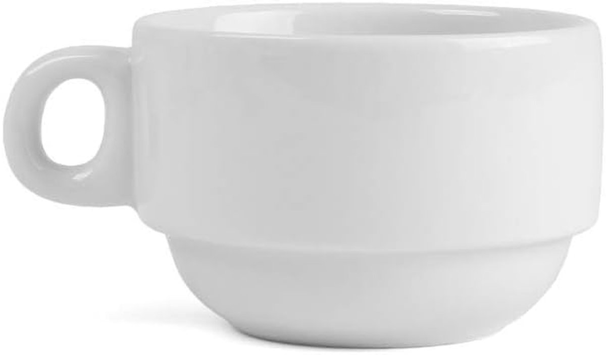 Porseleinen Mokken - Koffiemokken Schotels - Catering Gebruik - Vaatwasmachinebestendig - 6 stuks - Wit