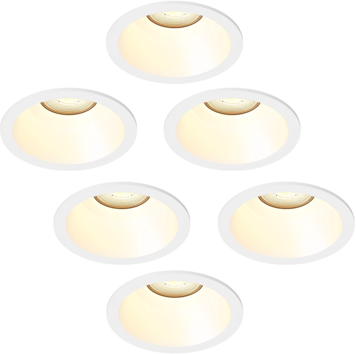 Ledvion – 6x LED Inbouwspot Rond Ø85mm – Wit – 3W – GU10 – 2700K – IP20