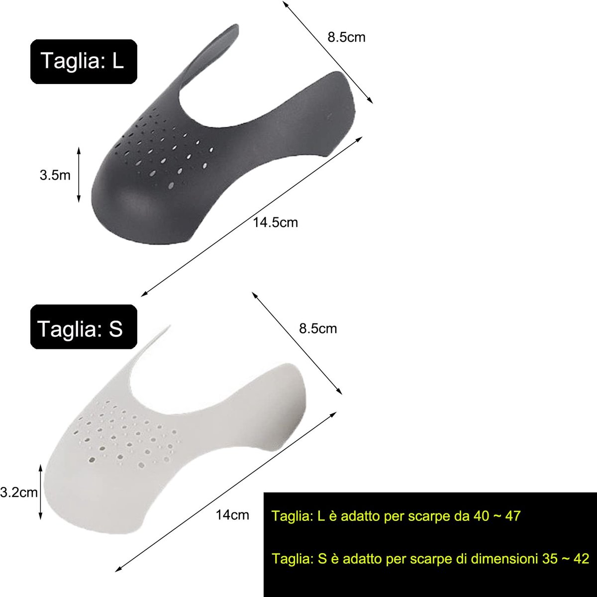 Elzusha - Anti-Kreuk Schoenbeschermers - 4 Paar Ademend en Comfortabel voor Sneakers (Maat 35-42)