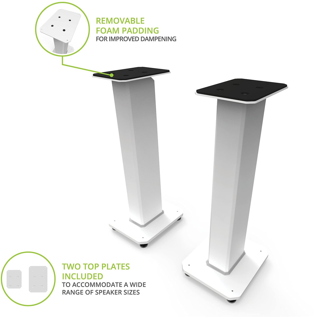 Kanto SX26W Universal Fillable Speaker Floor Stands for Bookshelf Speakers - 26" Tall - Dedicated Cable Channel - ShopVlot