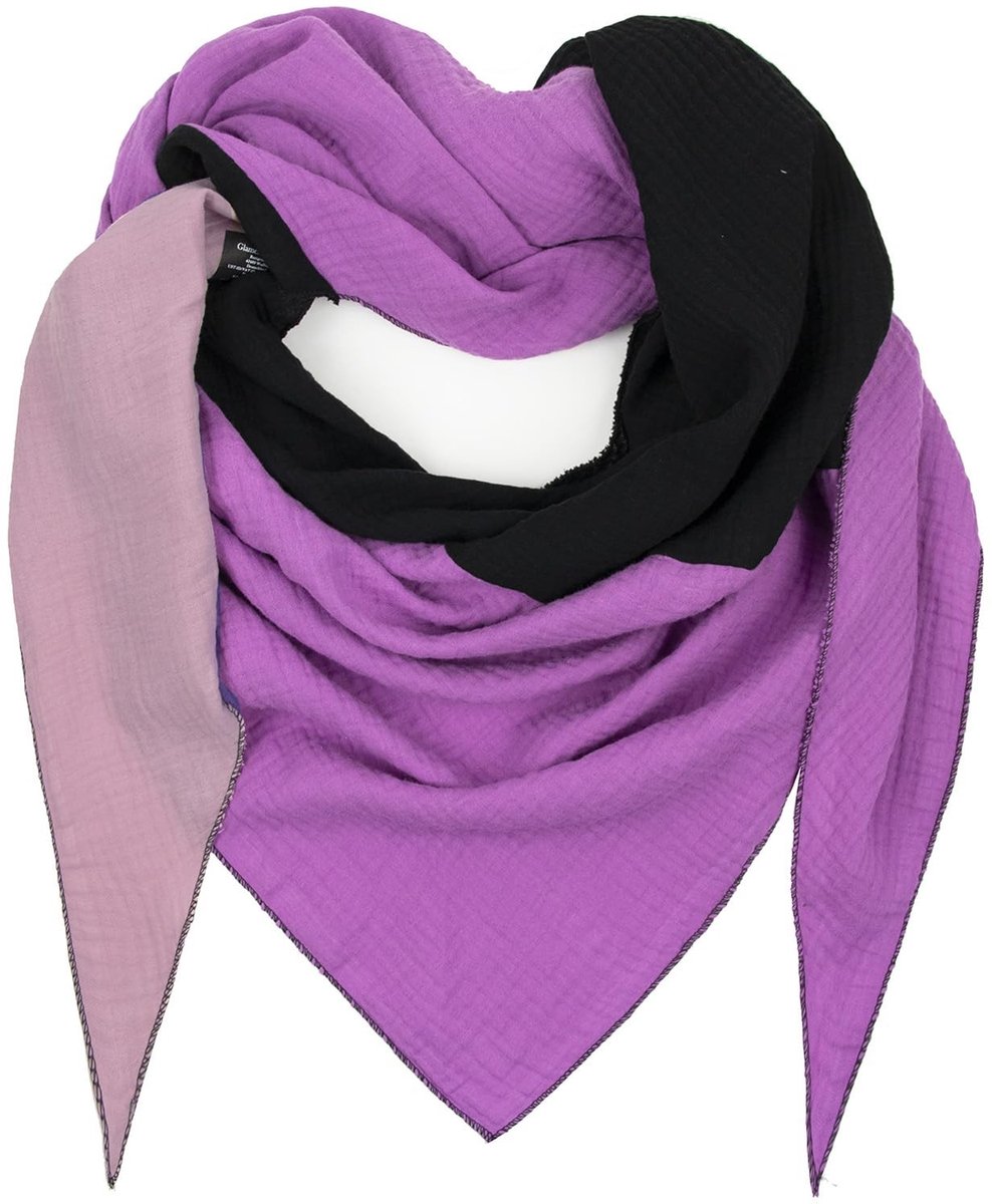 Elzusha - XXL Gehaakte Dames Sjaal in Paars-Roze-Zwart