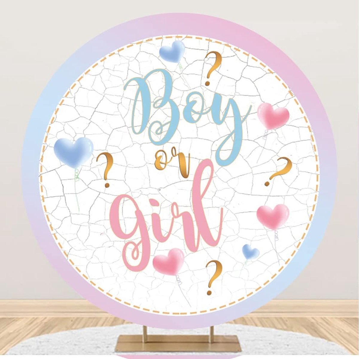Elzusha - 200cm Diameter Fotografie Achtergrond voor Gender Reveal met Hartjes