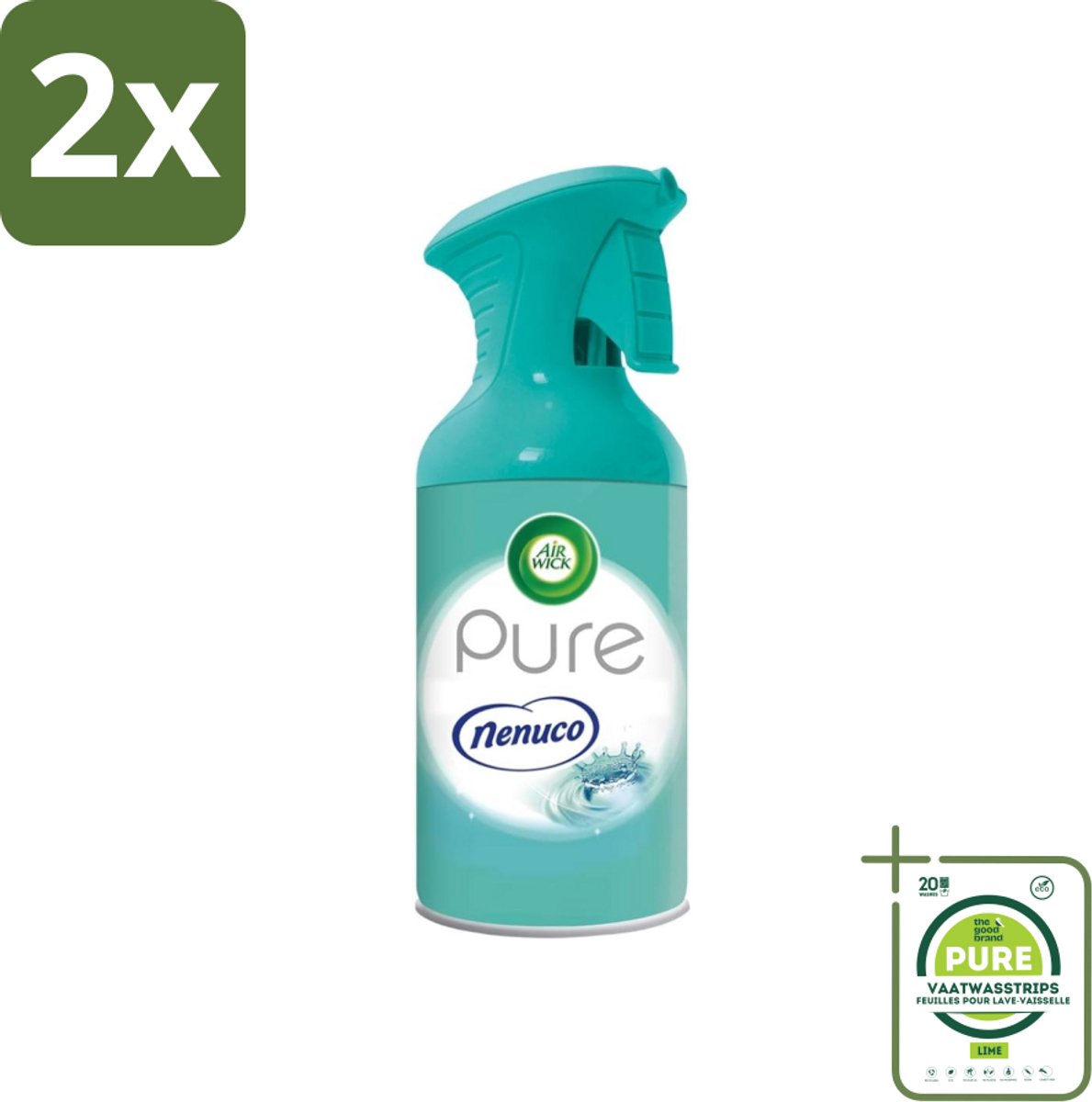 Air Wick - Luchtverfrisser - Pure Nenuco - Spray - 250 ml - Voordeelverpakking - 2 stuks - Luchtverfrisser - Nenuco