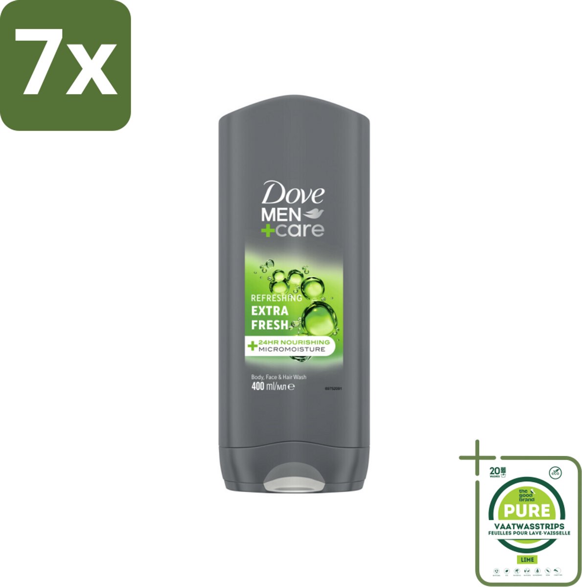 7 x Dove Douchegel Men+ Care Extra Fresh 400 ml - Grootverpakking - Douchegel - Mannelijke Geur - Reiniging - Huidverzorging - Frisse Geur