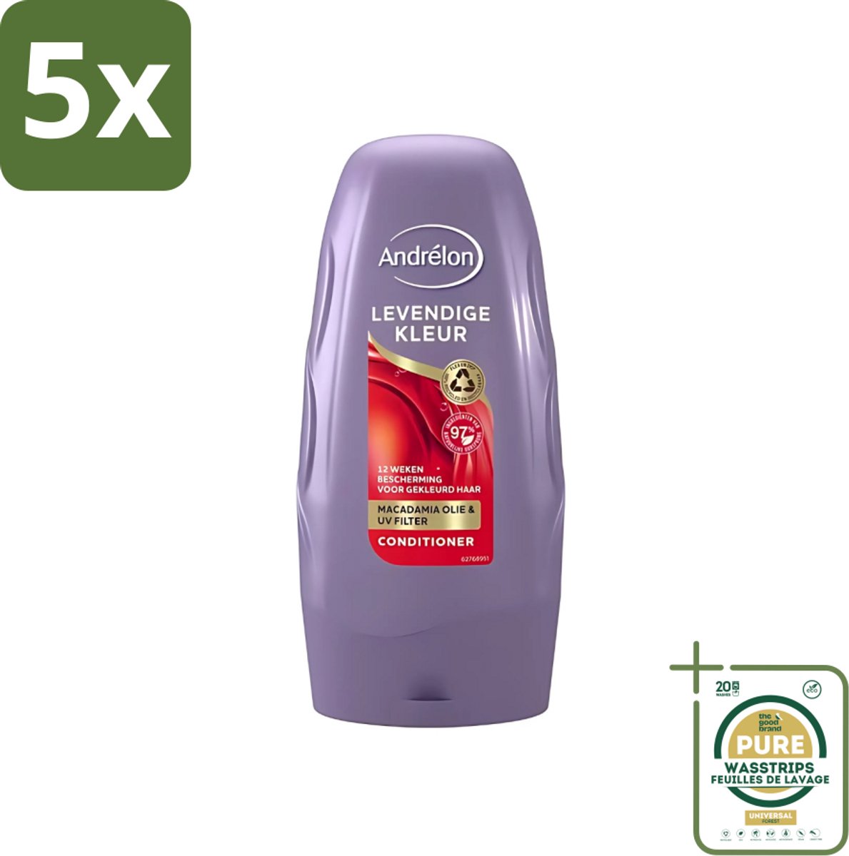 5 x Andrélon - Levendige Kleur - Conditioner - Kleurbehoud - 250 ml - Grootverpakking - Gekleurd Haar - Kleurbehoud - Haar Verzorging - Haar Glans - Haar Voeding
