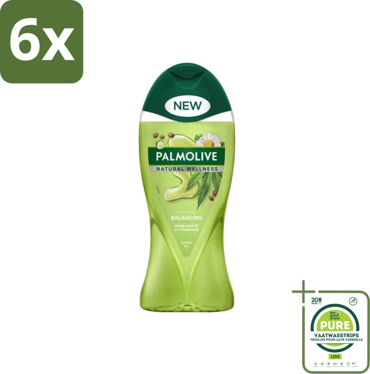 Palmolive - Natural Wellness - Douchegel - Balancing - Ontspannend & Fris - 250 ml - Voordeelverpakking - 6 stuks - Douchegel - Ontspanning