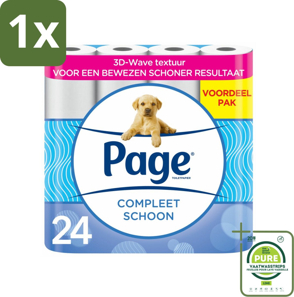 1 x Page Toiletpapier Compleet Schoon 2-laags 24 stuks per verpakking - Toiletpapier - 2-laags Toiletpapier - 3D Wave™ - Katoen - Hygiëne