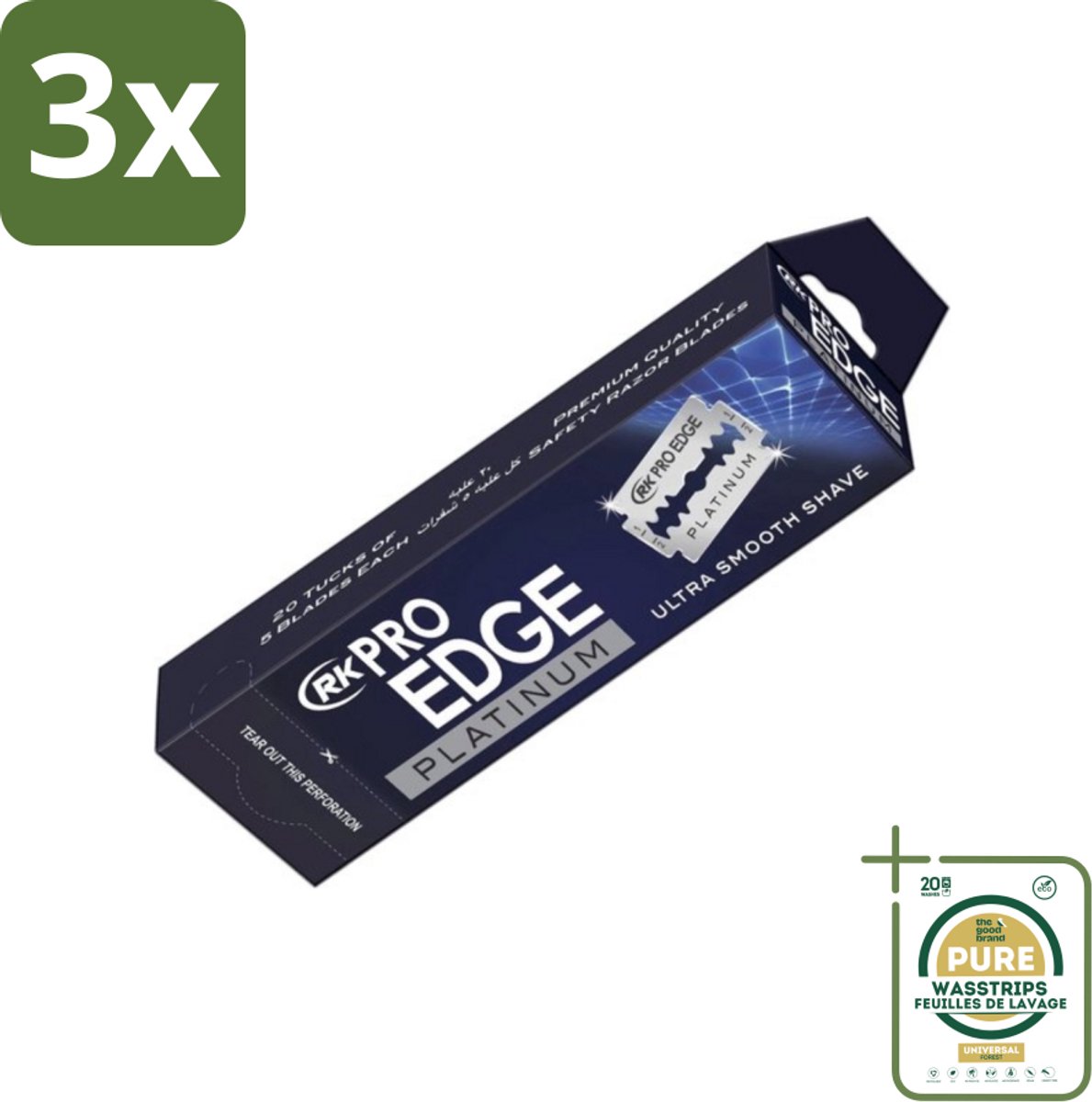 3 x Pro Edge - Double Edge Blade - Dubbele Scheermesjes - Super Smooth Shave - 100 Mesjes - Grootverpakking - Dubbele Scheermesjes - Super Smooth Shave - 6B HC Staal - Scherpe Rand - Comfortabele Scheerbeurt