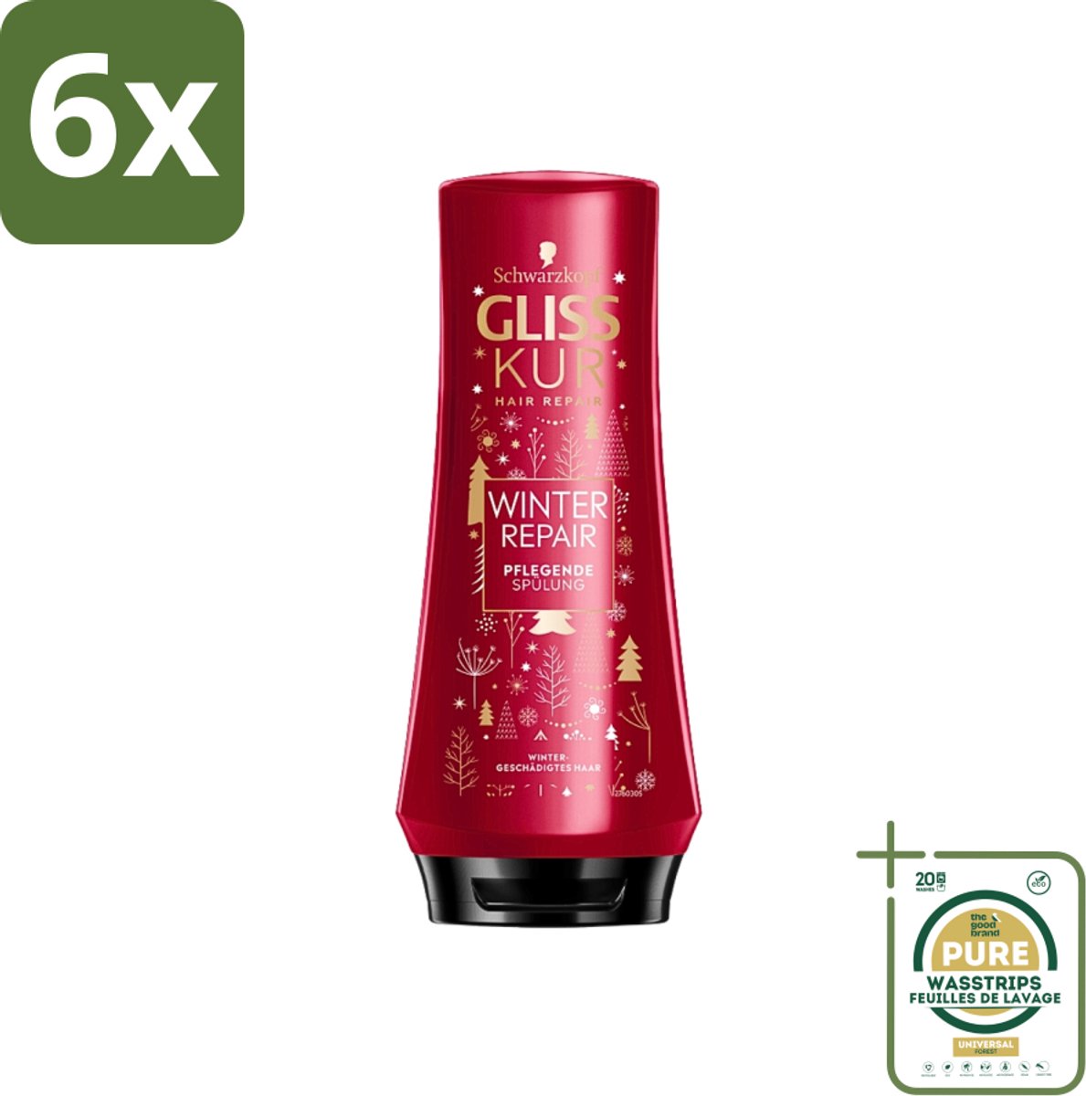 Gliss-Kur - Conditioner - Winter Repair - Herstelt & Verzorgt - 200 ml - Voordeelverpakking - 6 stuks - Haar bescherming - Keratine haar