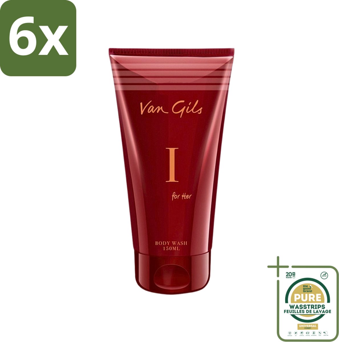 Van Gils - Douchegel - I for Her - Zachte Reiniging & Luxe Geurbeleving - 150 ml - Voordeelverpakking - 6 stuks - Douchegel voor vrouw - Douchegel hydrateert