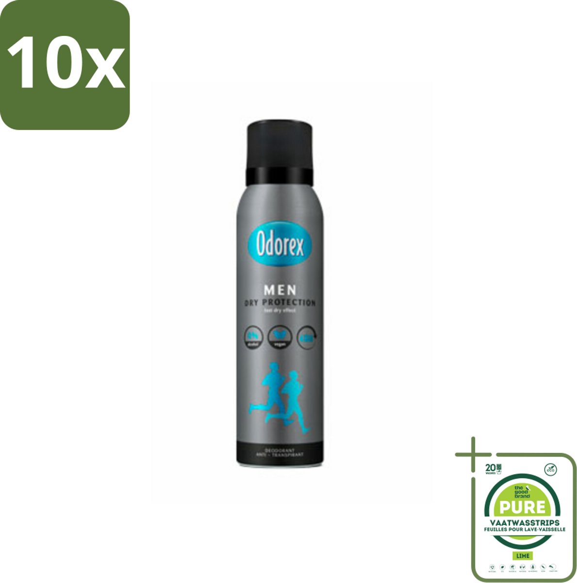 10 x Odorex Men - Deodorant Spray - Dry Protection - Langdurige Frisheid - 150 ml - Grootverpakking - Mannelijke Deospray - Zweetbescherming - Frisheid - Oksel Droog - Geur Tegen Zweet