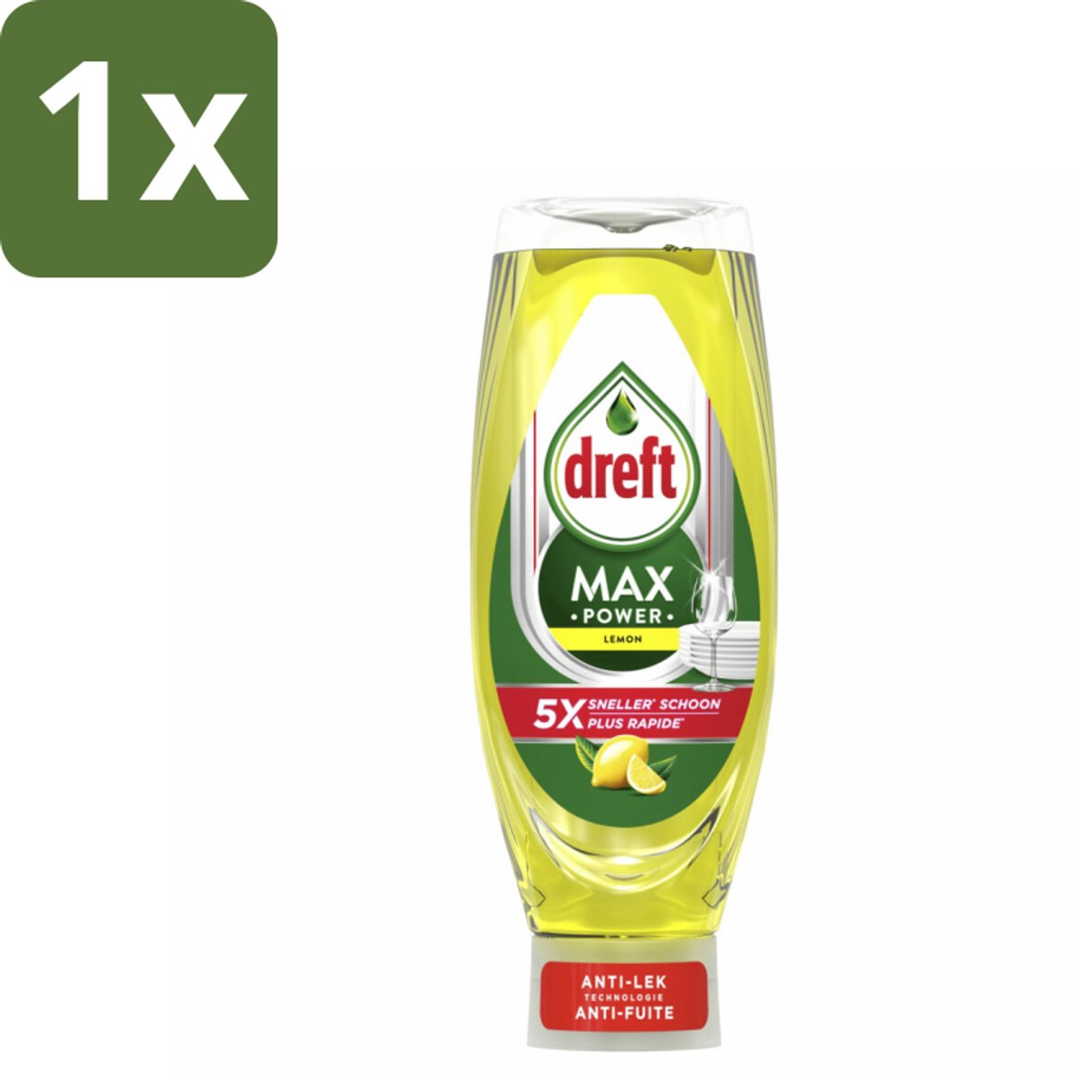 1 x Dreft - Afwasmiddel - Max Power Citroen - Extra ontvettend - 730 ml - Afwasmiddel Citroen - Vetverwijdering - Krachtig Afwassen - Schone Vaat - Citroengeur