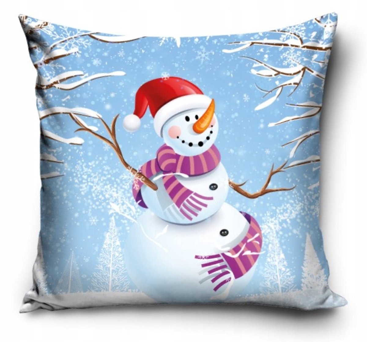 Kerstkussenhoes 40x40 cm - Dubbelzijdig Bedrukte Sneeuwpop Decoratie