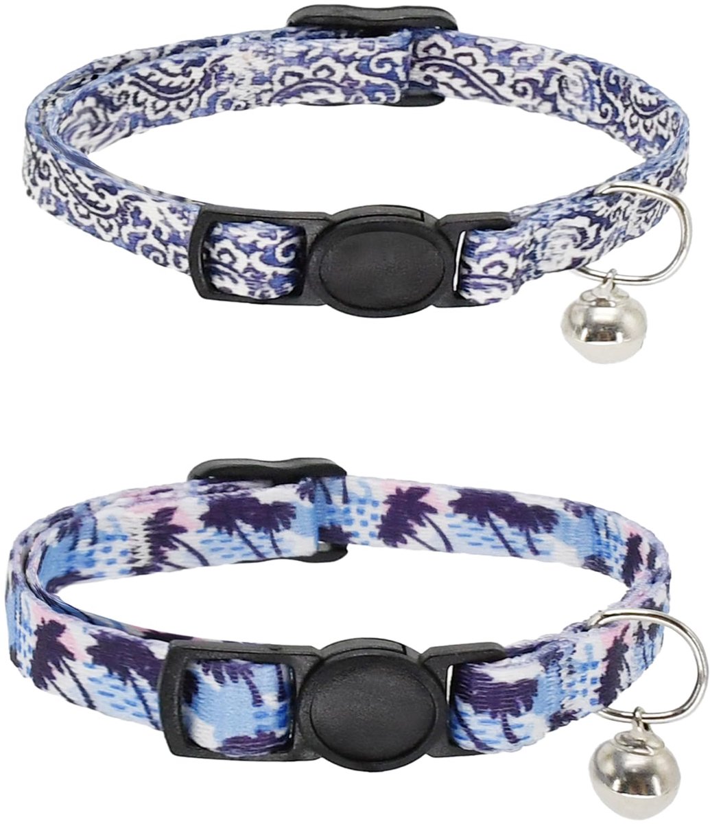 AIITLE Adjustable Breakaway Cat Collar 2-Pack, Detachable Safety Buckle & Lightweight Design for Indoor/Outdoor Use - ShopVlot