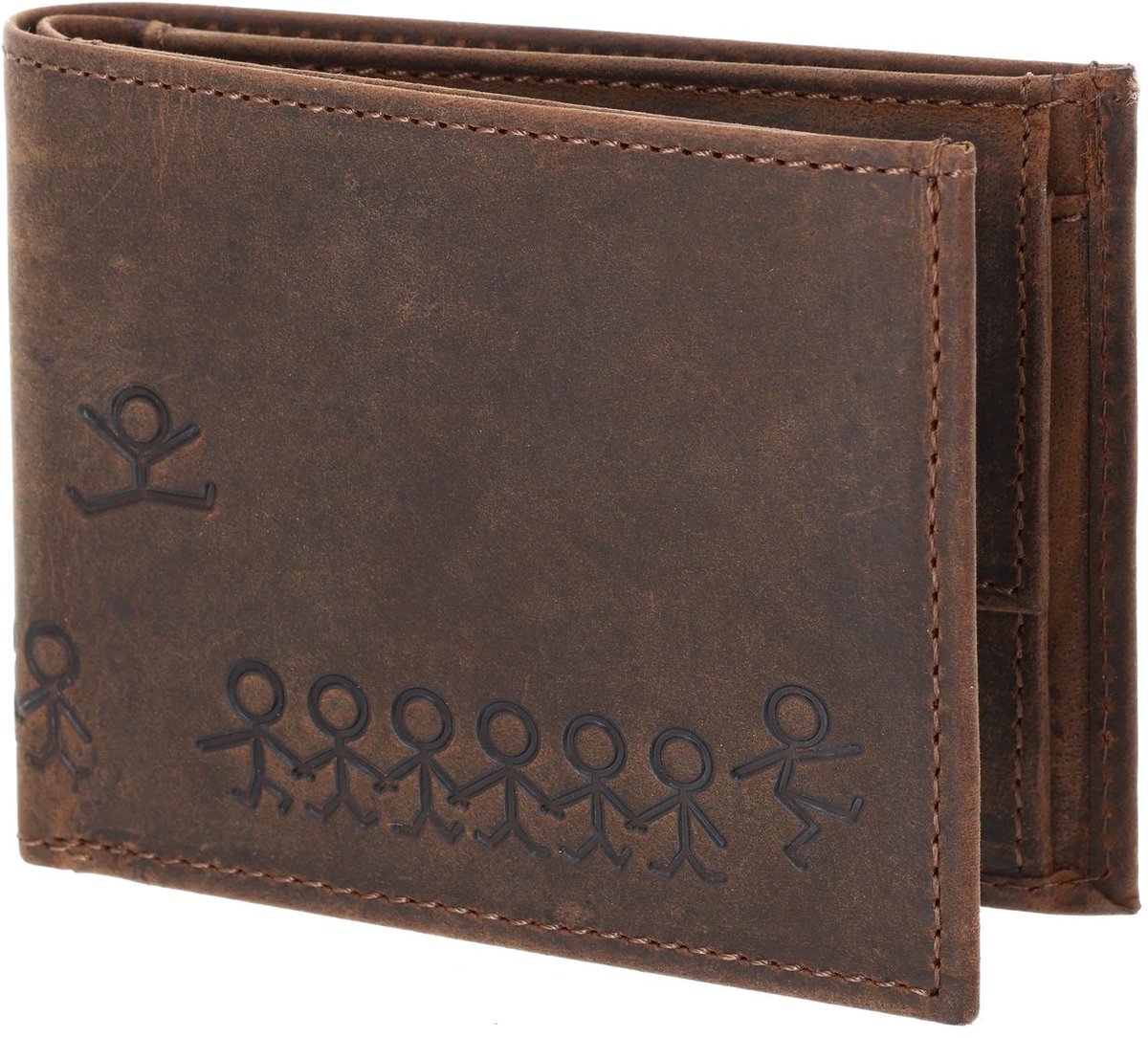 oxmox Leren portemonnee Leather RFID Protect Pocketbörse Jumping Jack 2.0 Embossed Vintage Dark Brown donkerbruin