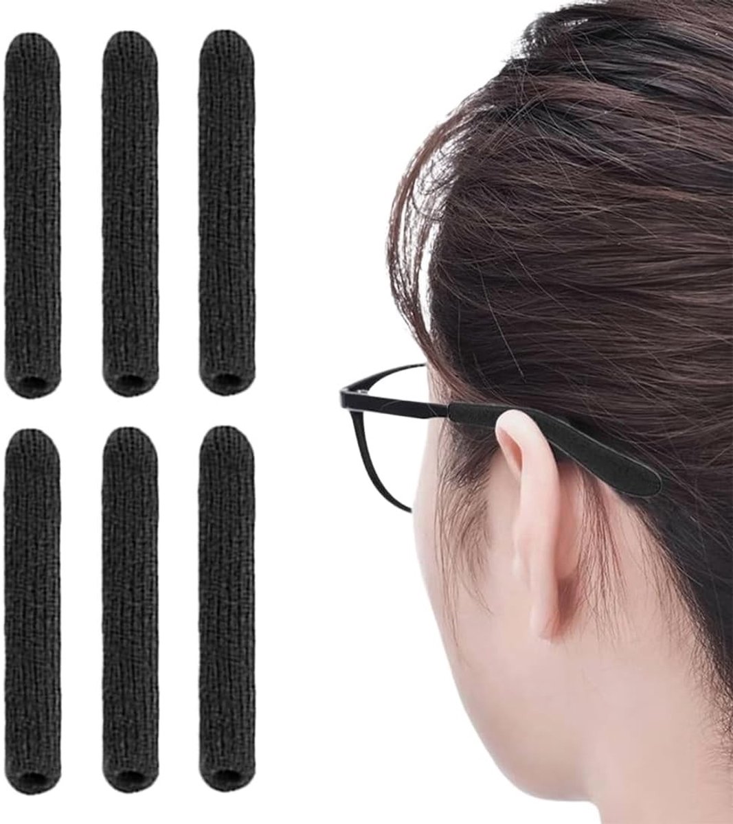 Set van 6 antislip katoenen pads voor brillen, koorden en kettingen voor dames, gebreide accessoires voor optimaal draagcomfort