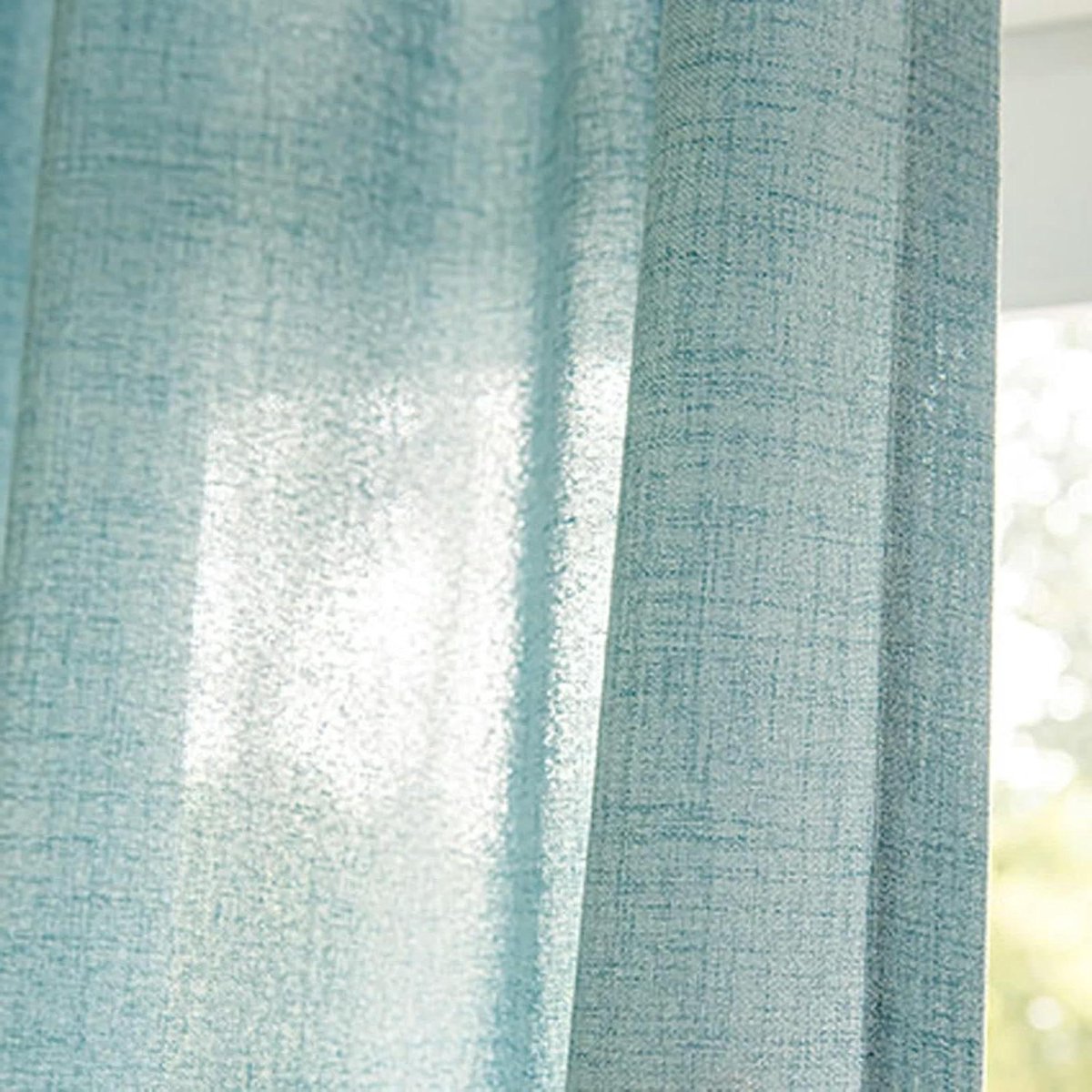 Gordijnstof Blauw - Raambekleding Set - Woonkamer Decoratie - Kreukvrij Polyester - 2x 107x147 cm - Blauw