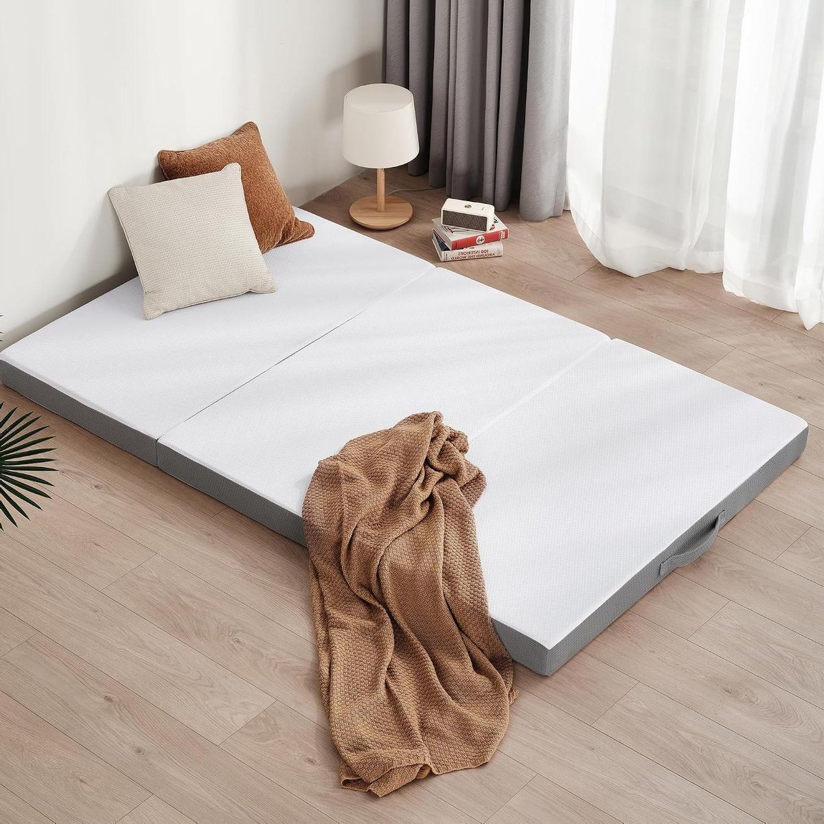 Vouwmatras Schuim - Opvouwbaar Logeerbed - Extra Slaapplaats - Hoge Dichtheid Schuim - 120 x 195 cm - Wit Grijs