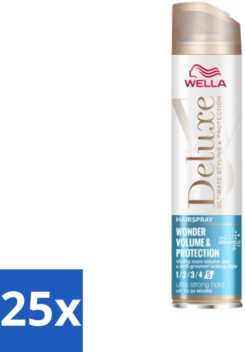 25 x Wella – Deluxe Volume & Protection – Haarspray – 250 ml - Haarspray - Volume - Bescherming - Keratinebescherming - Anti-pluis