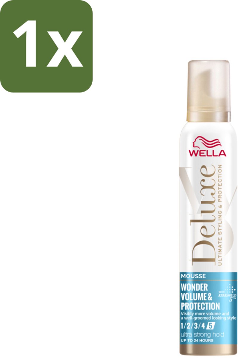 1 x Wella – Deluxe Volume & Protection – Haarmousse – 200 ml - Haarmousse - Volume - Bescherming - Keratine - Anti-pluis
