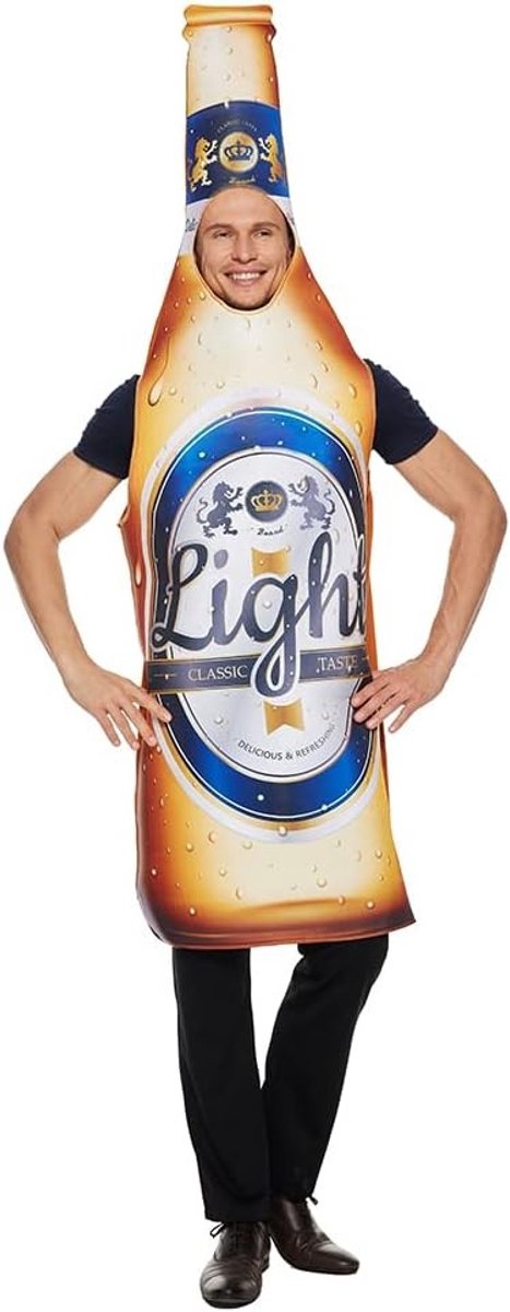 Unisex Halloween Kostuum voor Volwassenen met Bierfles Thema voor Oktoberfest en Feestjes, One Size