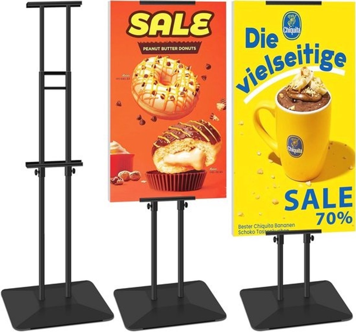 Verstelbare Dubbelzijdige Posterstandaard tot 190 cm - Heavy Duty Bannerbordhouder voor Binnen en Buiten