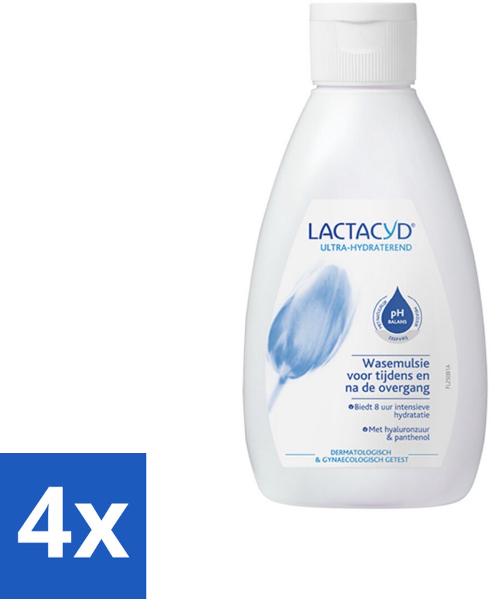 4 x Lactacyd – Ultra Hydraterend – Voor tijdens en na de overgang – 200 ml - Overgang - Hydraatatie - Jeuk - Droogheid - Intieme Verzorging