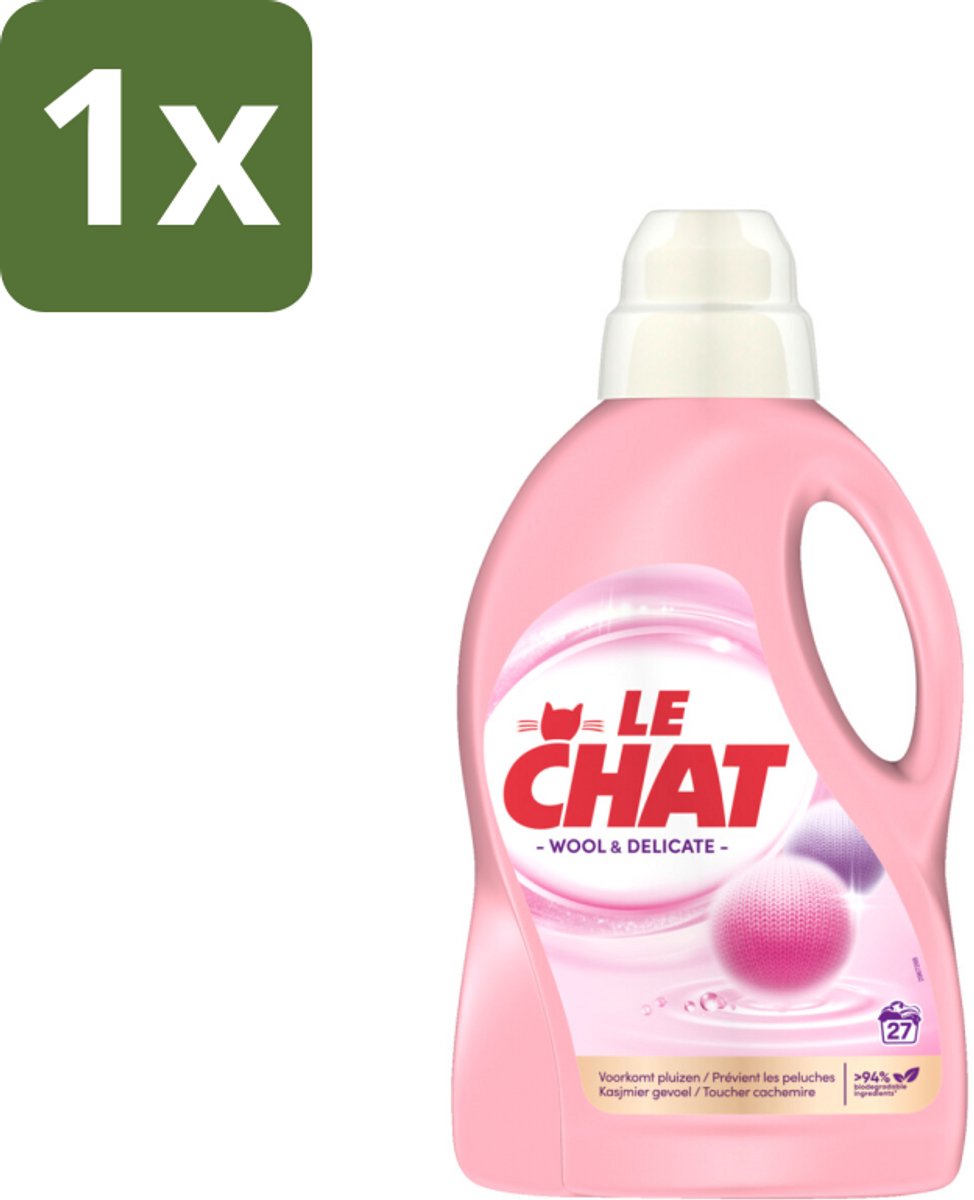 1 x Le Chat – Vloeibaar Wasmiddel – Wol & Delicate Was – 1,35 L - Wol Wasmiddel - Delicate Stoffen Was - Zachte Reiniging - Vezelbescherming - Handwas