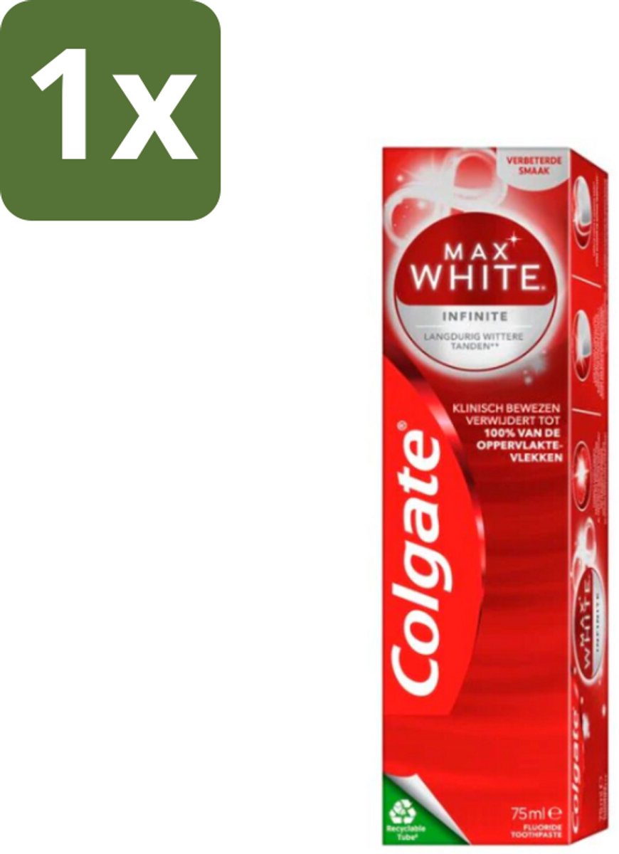 1 x Colgate – Max White Infinite – Tandpasta – 75 ml - Witte Tanden - Anti-vlekken Bescherming - Tandpasta - Glazuur Beschermen - Tandvlees Gezond
