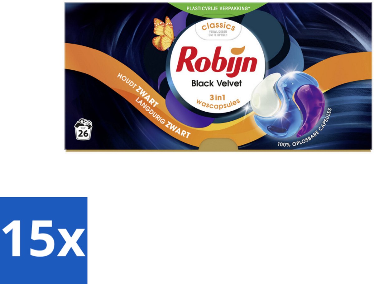 15 x Robijn – 3-in-1 Wascapsules – Black Velvet - 26 Capsules - Koffiezetapparaat