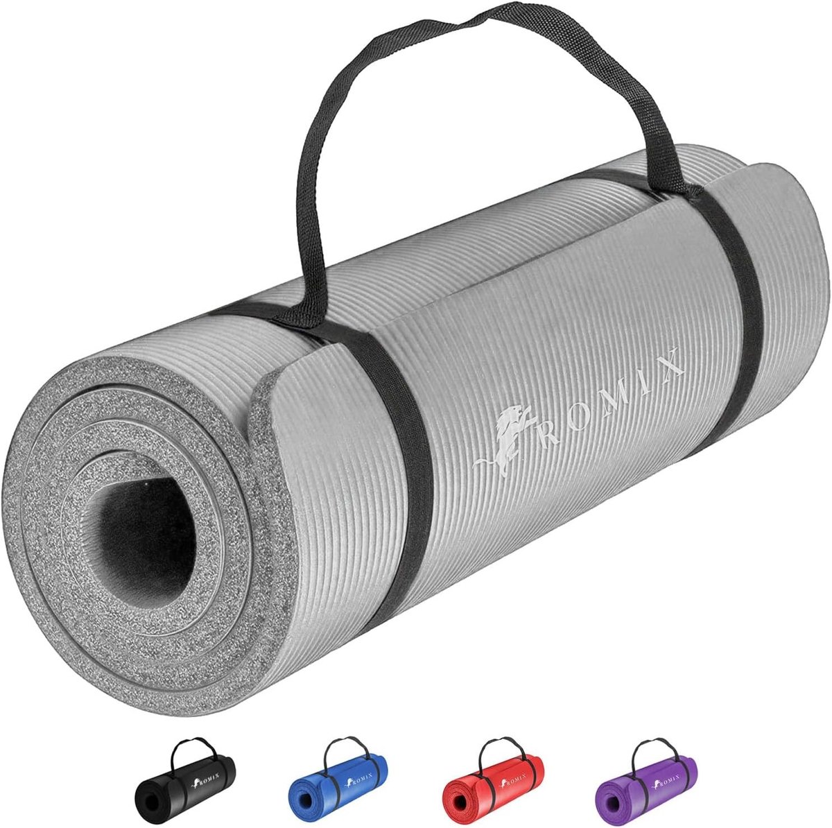 Fitnesmat - Grijs - 180 x 60 cm - Antislip Ondergrond - Voor Yoga en Workout