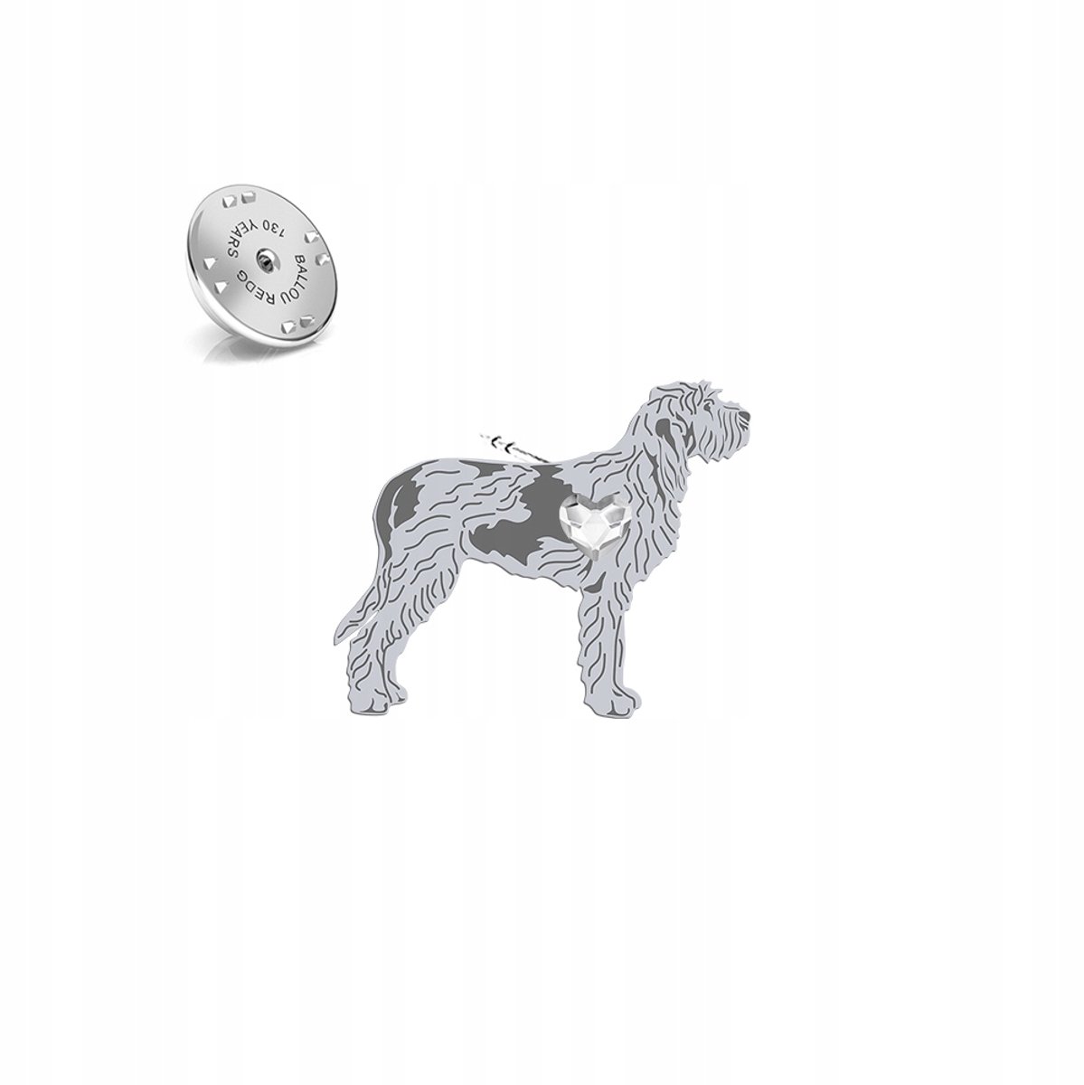 Zilveren Broche: Italiaanse Spinone Hondje, 925 Sterling Zilver