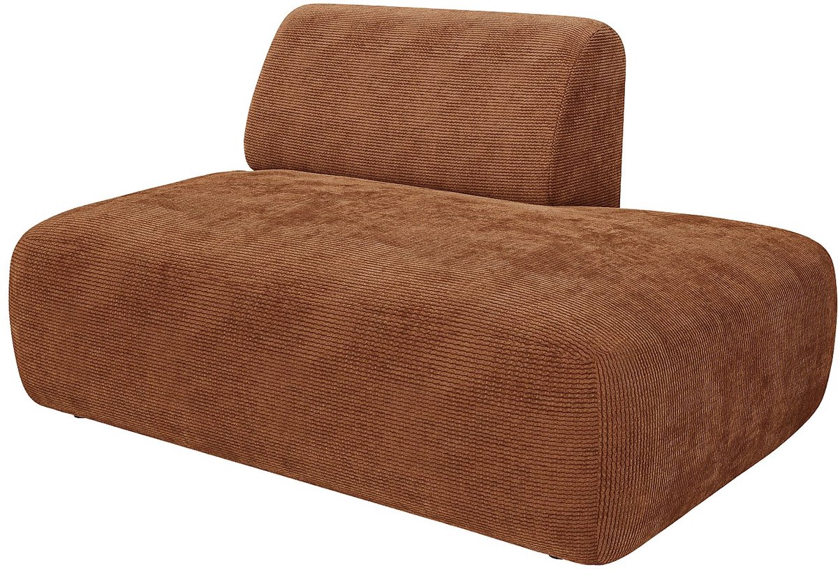 Vente-unique Chaise longue rechts in fijn ribfluweel - Terracotta - Maison Céphy POGNI