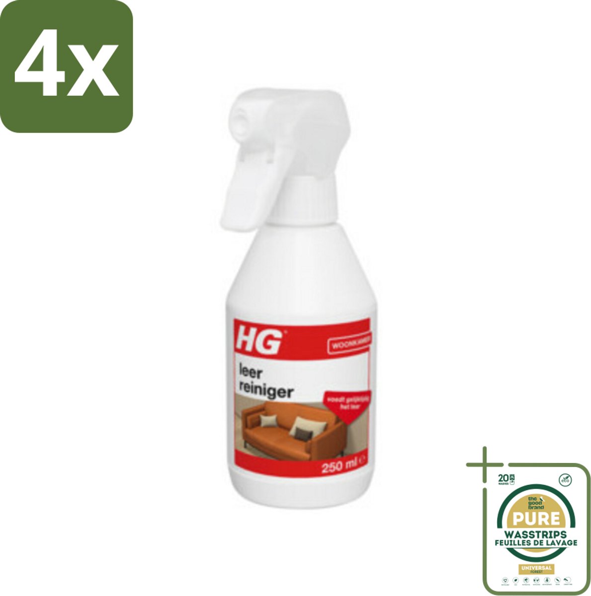 HG Leerreiniger 300 ml - Voordeelverpakking - 4 stuks - Leerverzorging - Leer beschermen