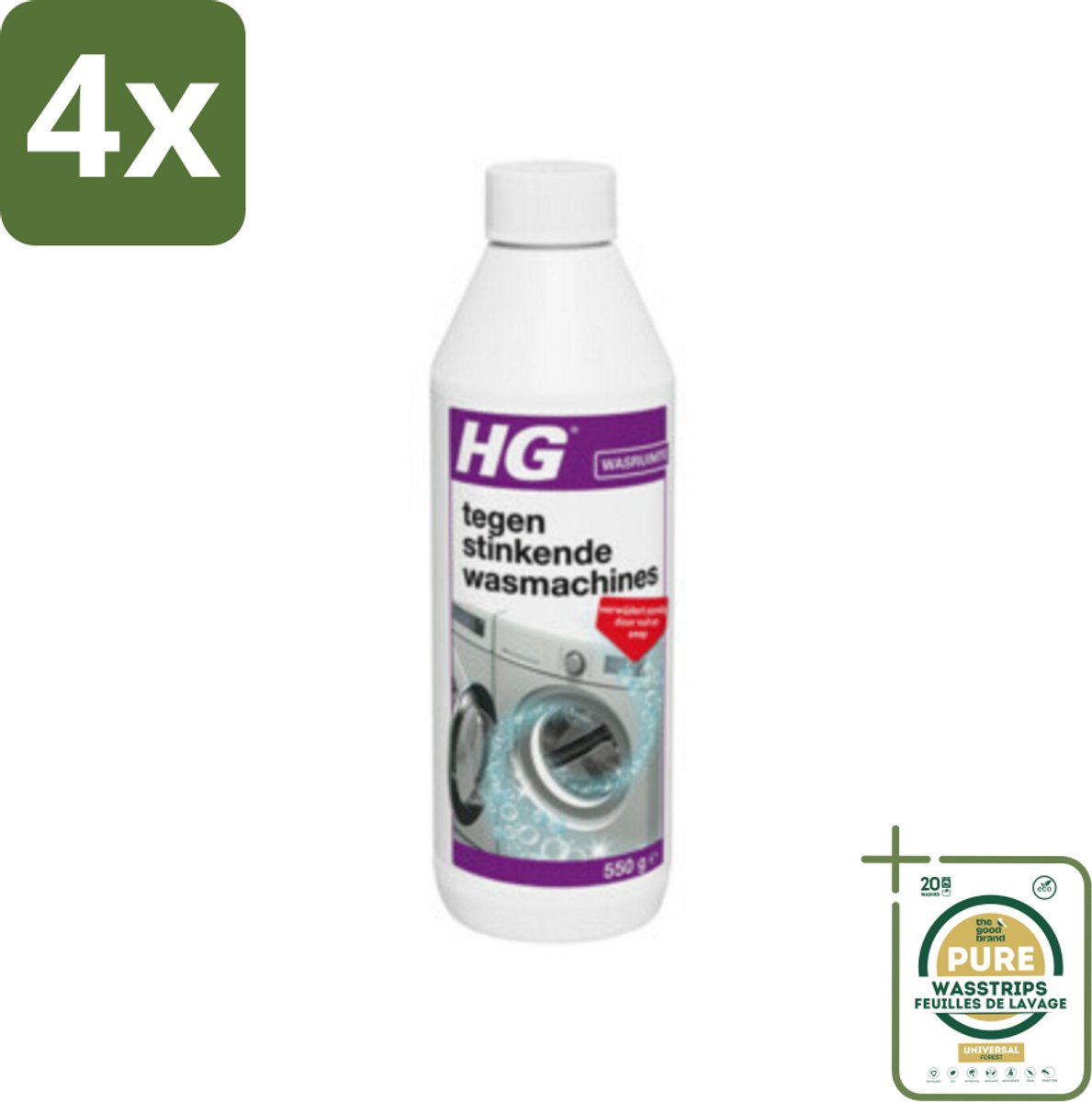 HG Tegen Stinkende Wasmachines 550 gr - Voordeelverpakking - 4 stuks - Wasmachine geur - Wasmachine stinkt