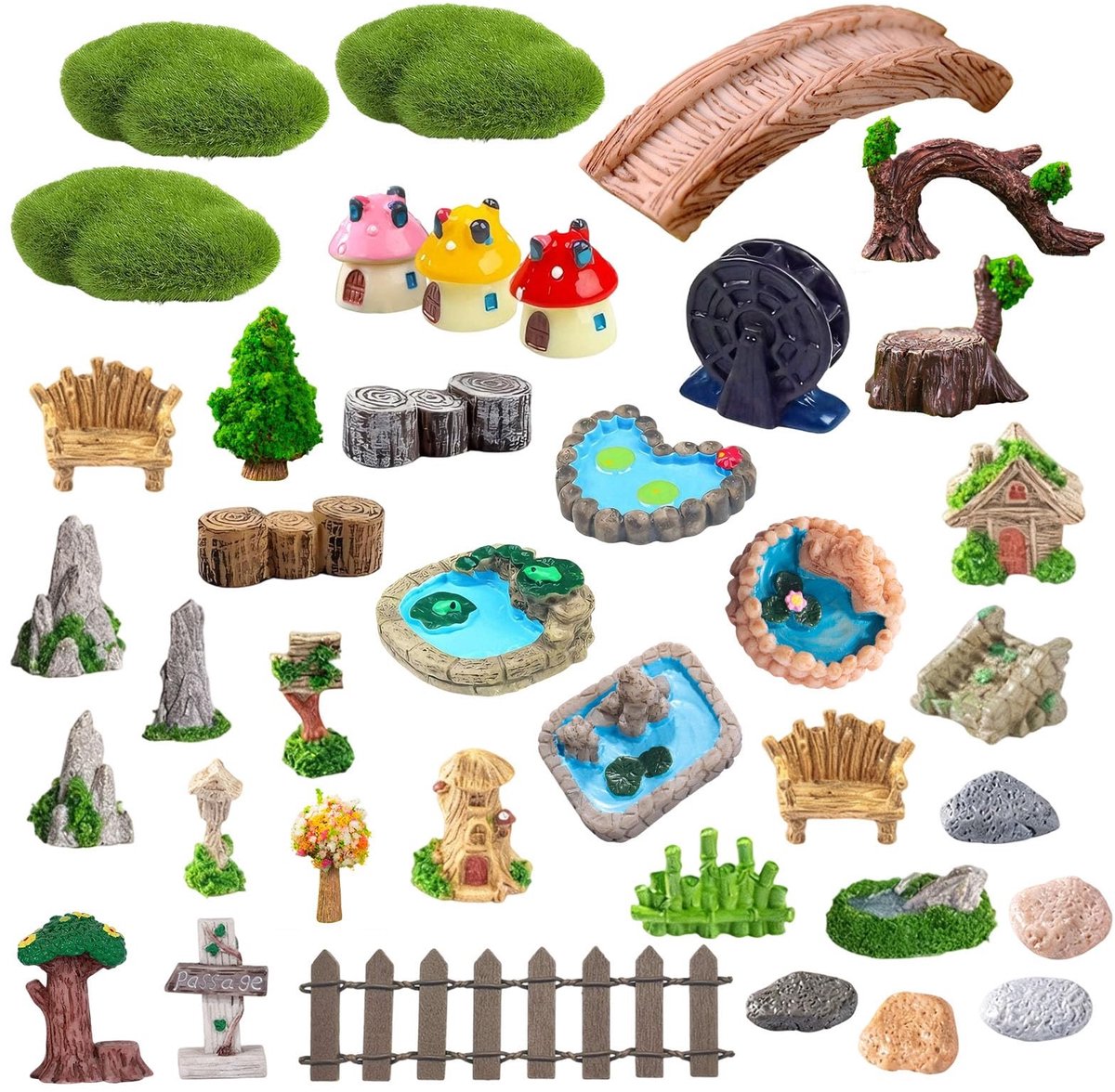 Elzusha - Set van 37 Miniatuur Fairy Garden Decoraties