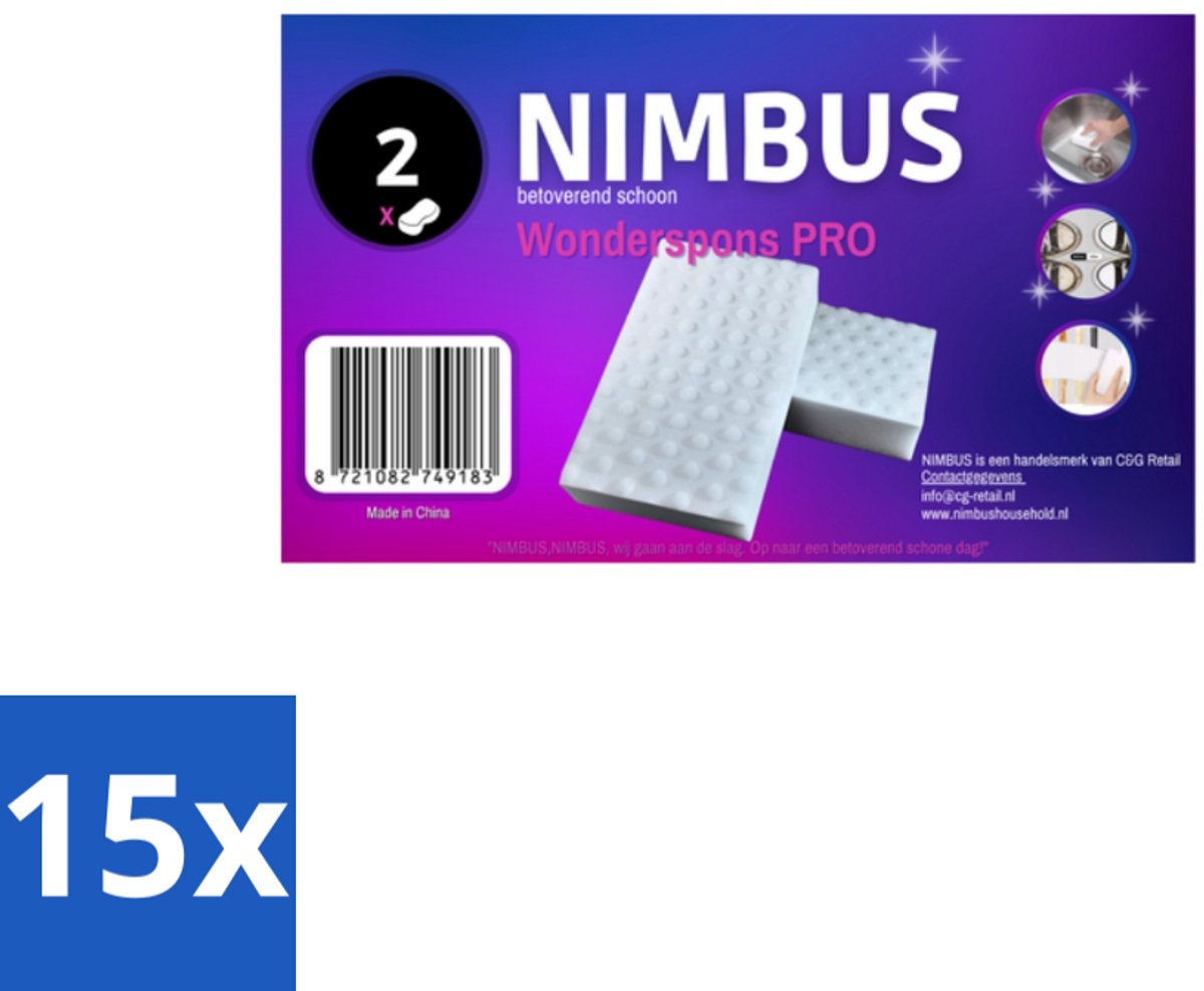 NIMBUS Wonderspons Pro Wit 2 stuks per verpakking - Bulkverpakking - 15 stuks